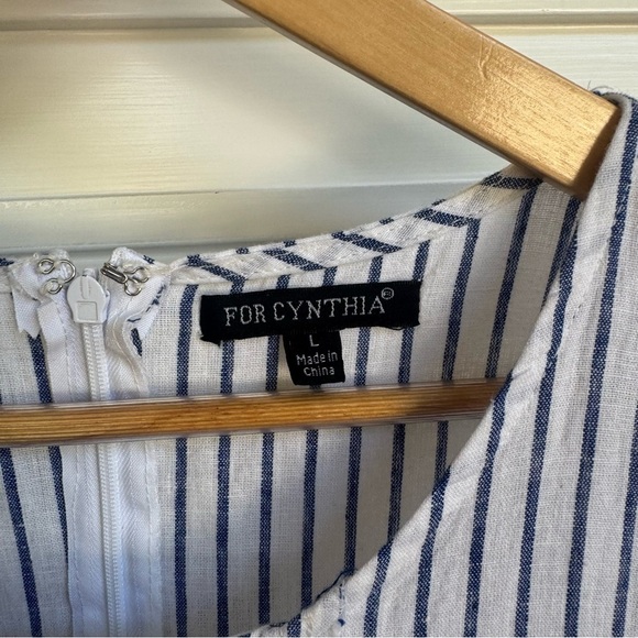 For Cynthia Lagenlook Casual Maxi Dress White with Stripes Size L Minimalistic - Picture 3 of 7